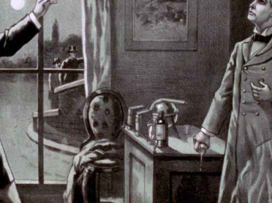 Cartel de una adaptación teatral temprana de El extraño caso del Doctor Jekyll y el señor Hyde, Chicago, c. 1886 (The Library of Congress). Cartel