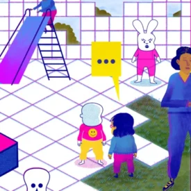 Ilustración Encuentro Telos con David Bueno. Infancia y pantallas