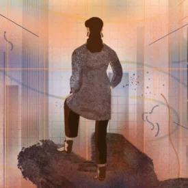 Recorte de la Ilustración de Isabel Albertos para Telos