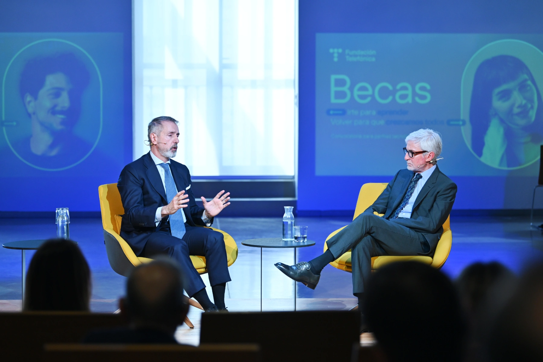Presentación del programa de becas de Fundación Telefónica con Marc Murtra, Enrique Goñi, Luisa Alli, Isabel Salazar, Xavier Marcet y Alicia Asín