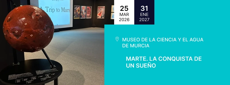 Cartel de la itinerancia 'Marte. La consquista de un sueño'. En la Ciudad de las Artes y las Ciencias de Murcia. 