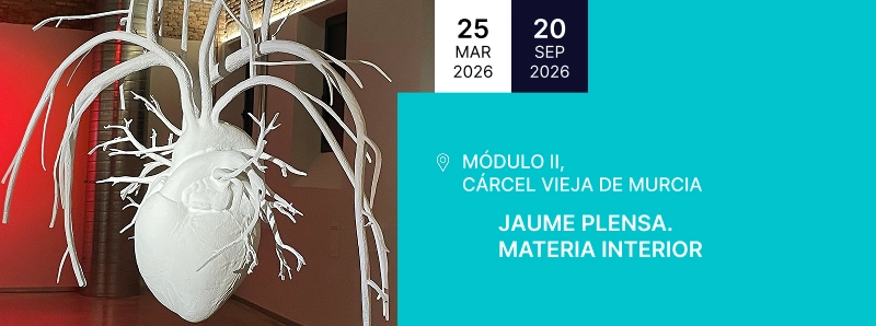 Cartel de la itinerancia 'Materia Prima', en el Módulo II de la Cárcel Vieja de Murcia.