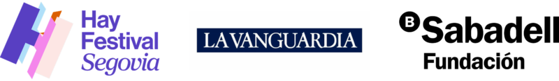 Logos de Hay Festival, La Vanguardia y Fundación Sabadell