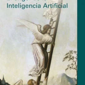Book cover for 'El ángel de la Inteligencia Artificial' by Agustín Fernández Mallo, featuring angels on a ladder against a muted landscape.